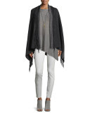 Trattino Wool-Blend Wrap, Charcoal, Petite