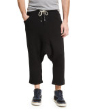 Drop-Inseam Long Drawstring Shorts, Dark Gray
