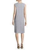 Skinny-Striped Organic Linen Tank Dress, White/Black