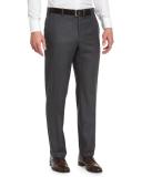 Parker Flat-Front Sharkskin Trousers, Navy