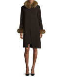 Fox Fur-Trimmed Cashmere Cardigan & Dress Set, Cinder