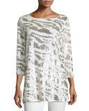 Sequined Animal Tunic, Ivory, Plus Size