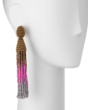 Beaded Colorblock Tassel Earrings