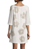 Glitterati 3/4-Sleeve Floral Silk Mini Dress