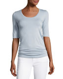 Soft Touch Half-Sleeve Scoop-Neck Top