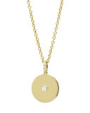 Domino White Topaz Disc Pendant in 18k Yellow Gold