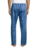 Satin-Striped Pajama Pants, Blue