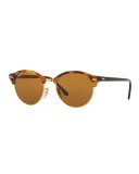Round Monochromatic Clubmaster® Sunglasses, Havana/Brown