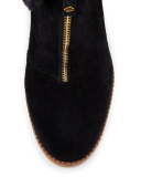 stasia shearling-cuff wedge bootie, black