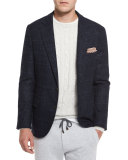 Boucle Plaid Two-Button Sport Jacket, Cobalt