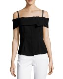Bertson Cold-Shoulder Crepe Top, Black