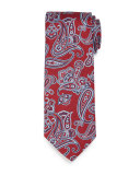 Textured Paisley-Print Silk Tie, Red
