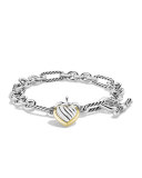 Cable Heart Charm Bracelet with Gold