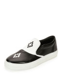 Tao Bicolor Leather Slip-On Sneaker, Black/White