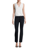 Brushed Sateen Skinny Ankle Jeans