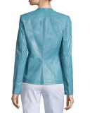 Denise Lambskin Leather Zip-Front Jacket 