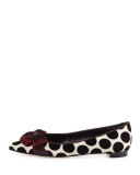 Gorina Polka-Dot Velvet Flat, Deep Red