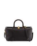 India Small Leather Tote Bag, Black