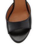 Leather Shark-Lock Naked Sandal, Black