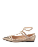 Rockstud Caged Ballerina Flat, Sasso/Poudre