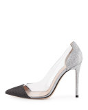 Plexi Glitter Illusion 105mm Pump, Silver/Bright Black