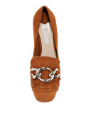 Suede Kiltie 65mm Loafer Pump, Palissandro
