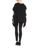 Baroque Velvet Devore Moto Leggings, Black