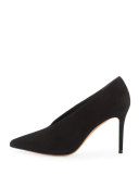 Portia Suede Pointed-Toe Pump, Black