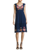 Anaya Tiered Dress with Embroidery