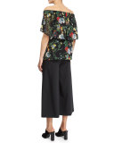 Edie Pleated Wool-Blend Culottes, Black