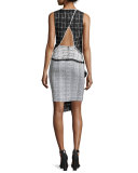 Ruffle-Trim Space-Dyed Pencil Skirt, White/Black