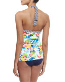 Floral-Print Halter Tankini Swim Top