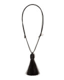 Leather Tassel Pendant Necklace, Black