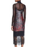 Maia Metallic Lace-Combo Camisole Dress, Rust