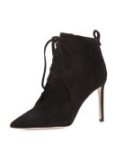 Becca Suede Lace-Up Bootie, Black