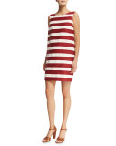 Renee Sleeveless Shift Dress, White/Black/Cherry