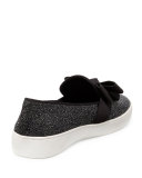 Val Glitter Bow Sneaker, Black