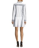 Long-Sleeve Poplin Tie-Waist Shirtdress, Soft White