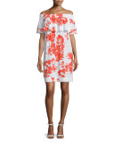 Dara Off-the-Shoulder Floral-Print Dress, Blossom Rose