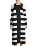 Striped Cotton Milano Long Coat 