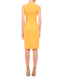 Cross-Waist Knit Sheath Dress, Tangerine