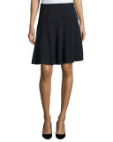 Stretch-Wool Flutter Skirt, Midnight