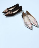 Bibi Butterfly Metallic Leather Flat, Silver/Rose Gold