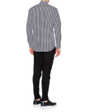 Houndstooth Long-Sleeve Sport Shirt, Black/White
