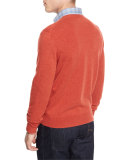Cashmere V-Neck Sweater, Orange