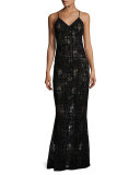 Sheer Mesh Maxi Dress, Black