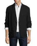 Larson Linen Two-Button Jacket, Black