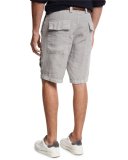 Linen Cargo Shorts, Light Gray