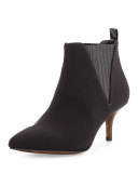 Faie Crepe Kitten-Heel Bootie, Black