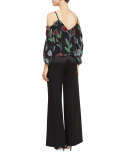 Agatha Floral Cold-Shoulder Blouse